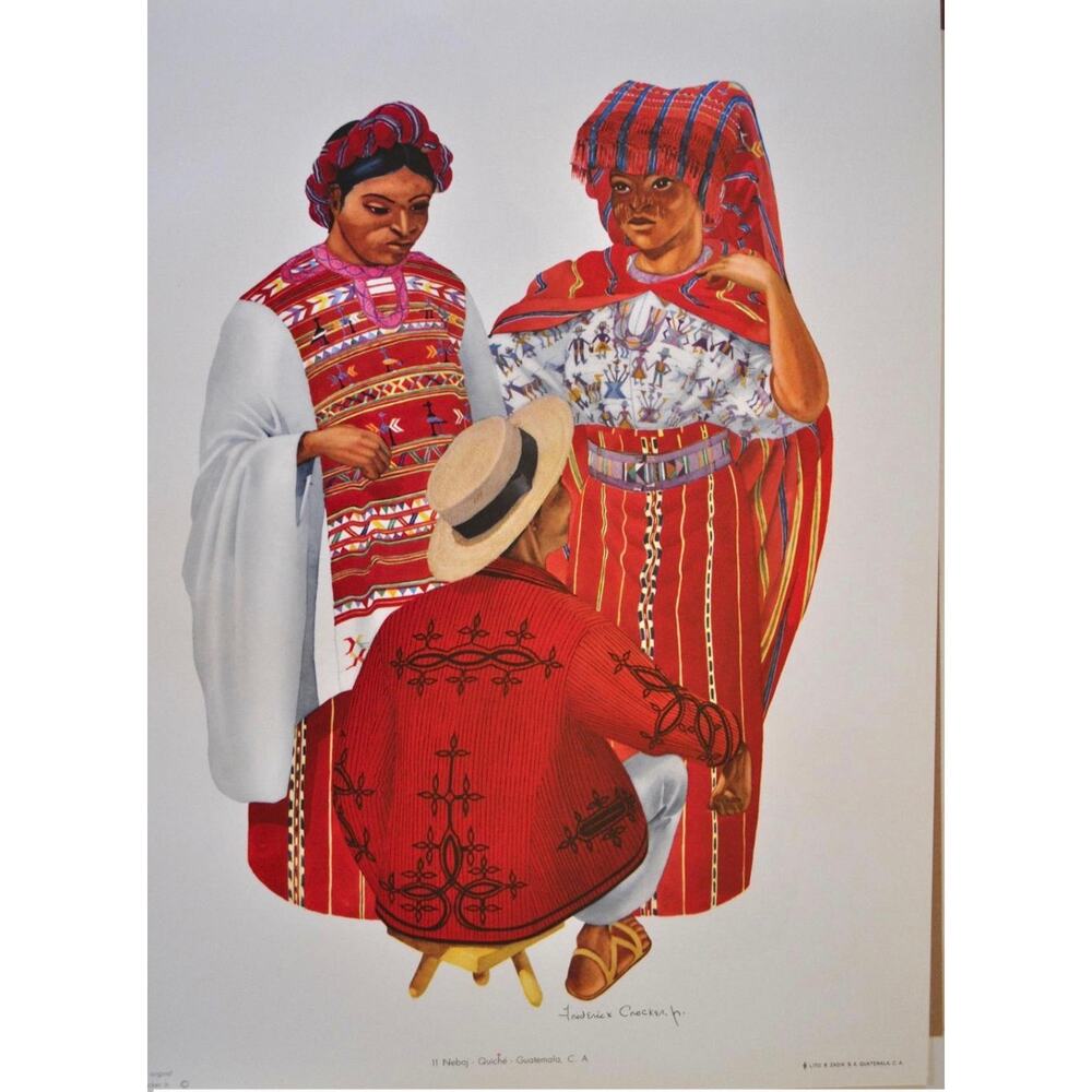 Frederick Crocker Nebaj Guatemala Print Framed Indigenous  Art 20” x 15”